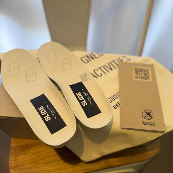 Slide in brown glitter with black leather star and flash - Picture 5 of 15